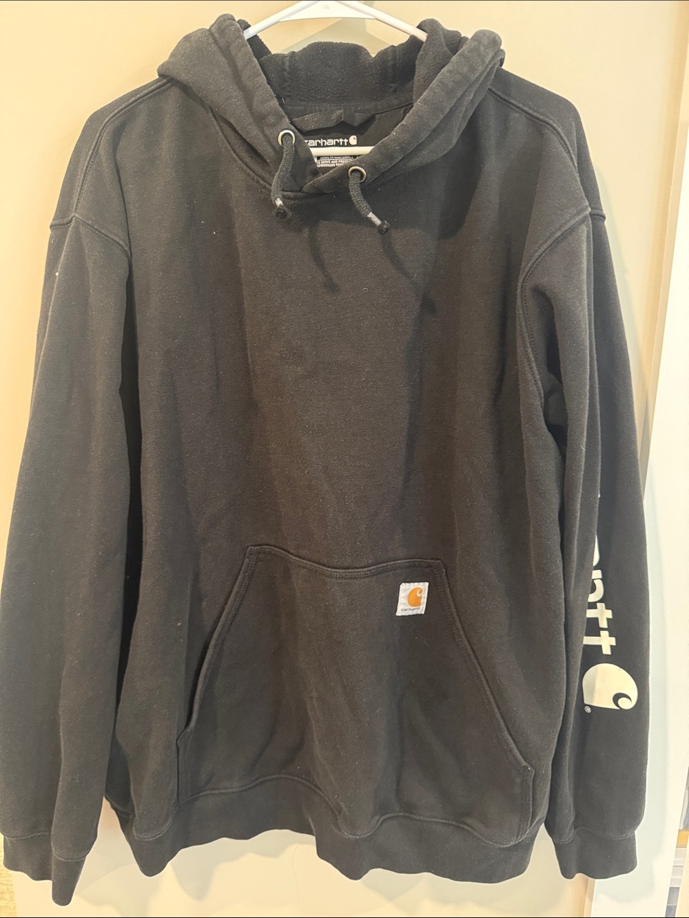Carhartt Men’s Black Crewneck Work Hoodie with Logo Patch
